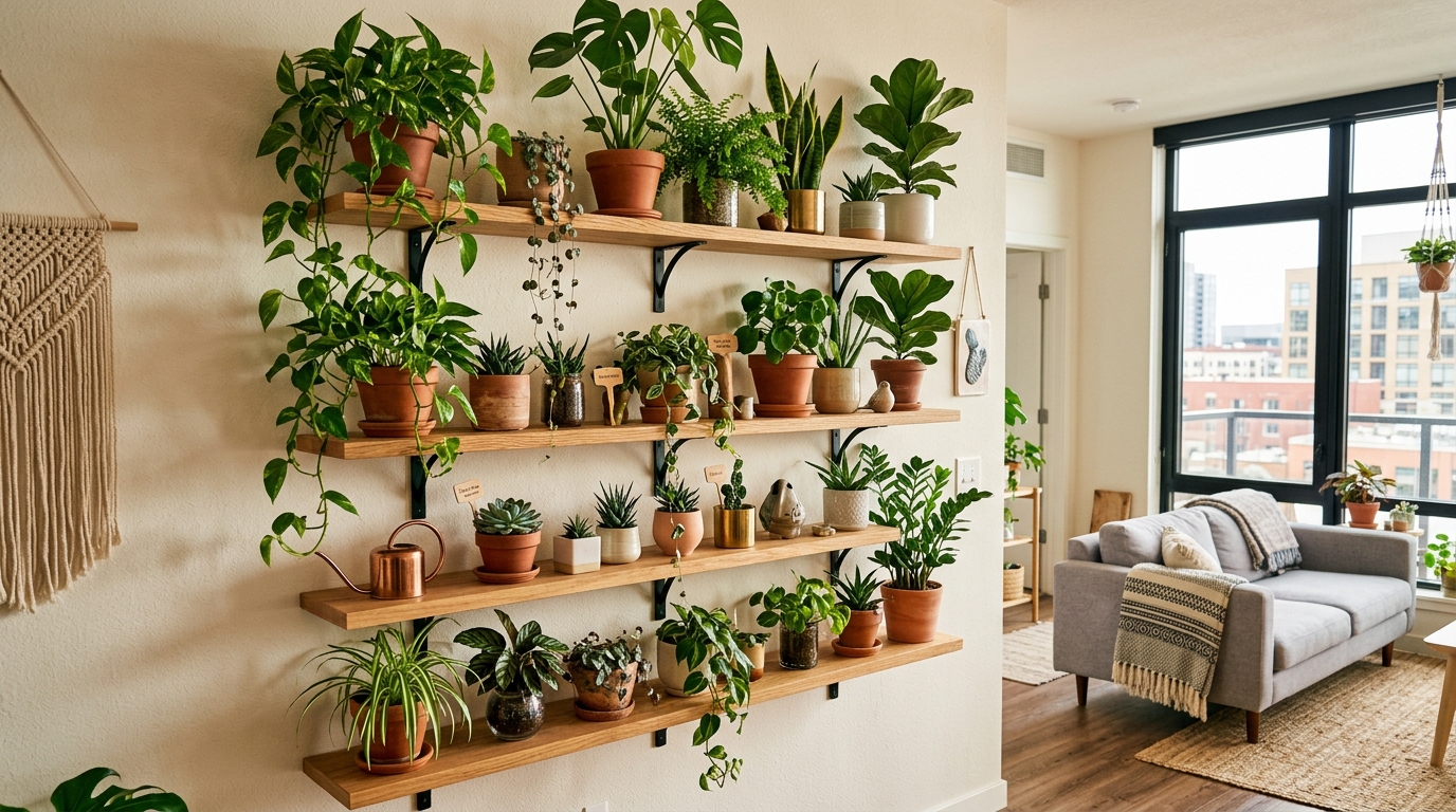 Easy DIY Indoor Garden Shelves for Small Spaces